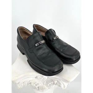 Moschino Mens Black Slip On Leather Loafer Shoes Sz 40 US 7